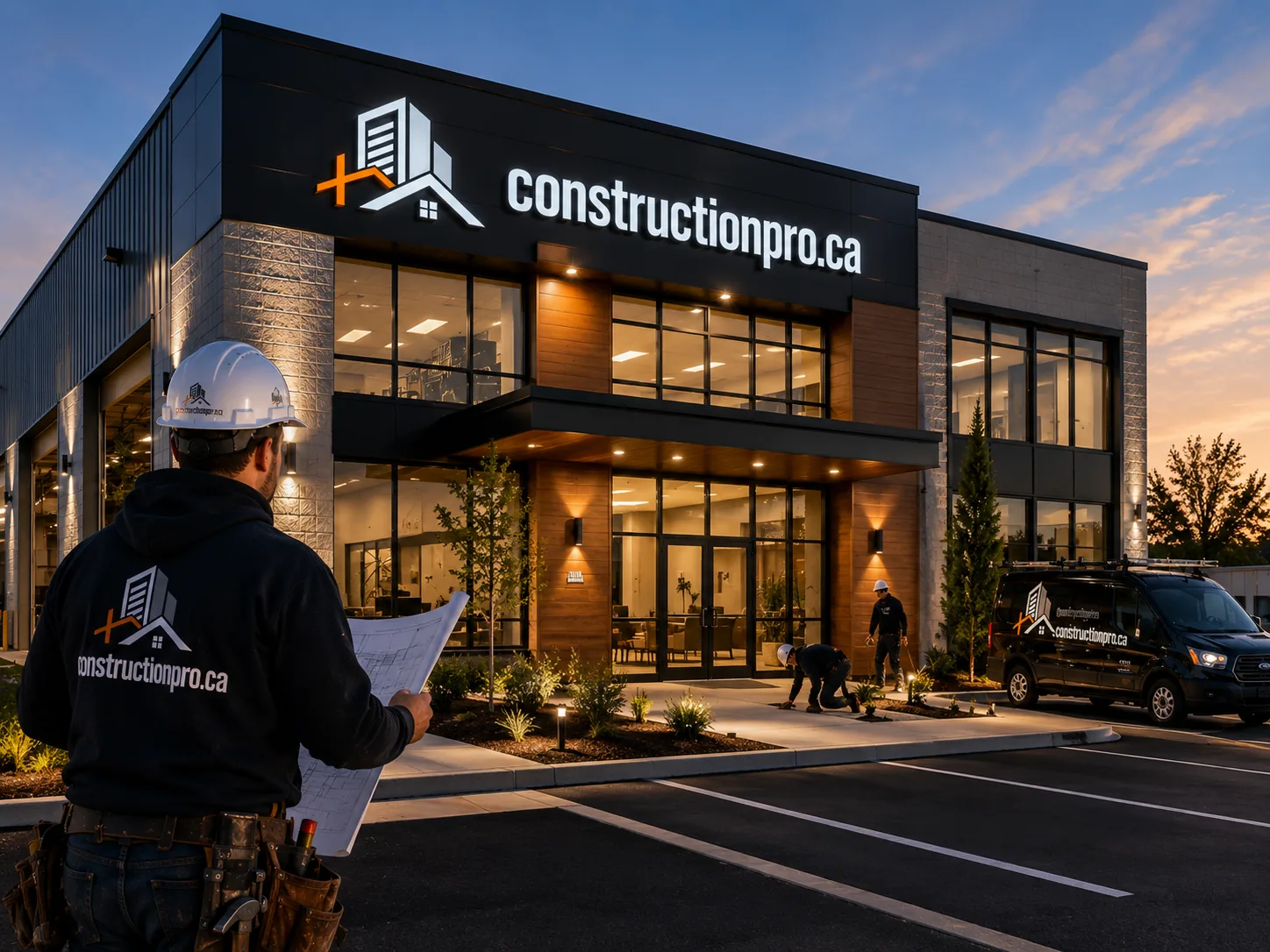 Entrepreneur consultant des plans sur un chantier